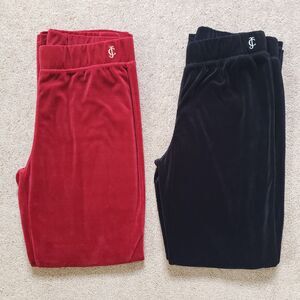 Juicy Couture Kids Lot Of 2 Velour Track Pants Black/Red Size XL Embroidered